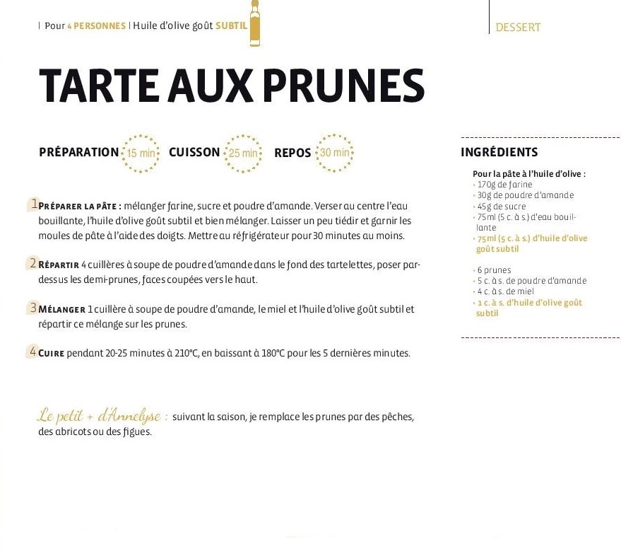 recette tartelette aux prunes produits du terroir Drôme provençale